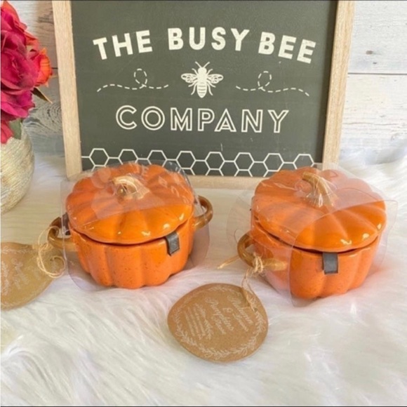 10 Strawberry Street Pumpkin Casserole Mini Cocottes/Ramekins Set of 2 - Picture 2 of 6